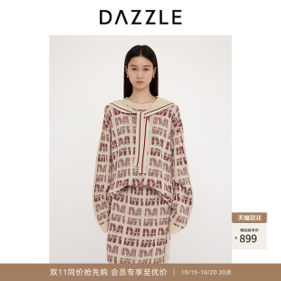 DAZZLE 地素奥莱毛衣2025年春季浅黄色针织披肩提花套衫