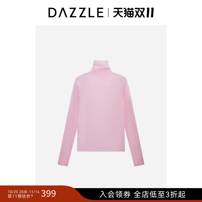 DAZZLE 地素奥莱毛衣女粉红色针织长袖套衫