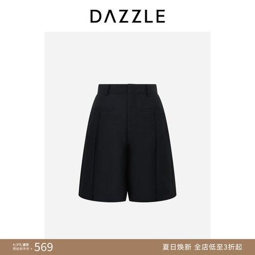 DAZZLE 地素奥莱短裤黑色精纺短裤