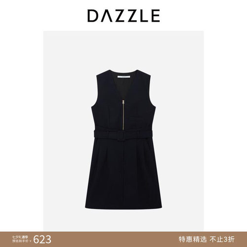 DAZZLE 地素奥莱连衣裙夏季深蓝色无袖连衣裙