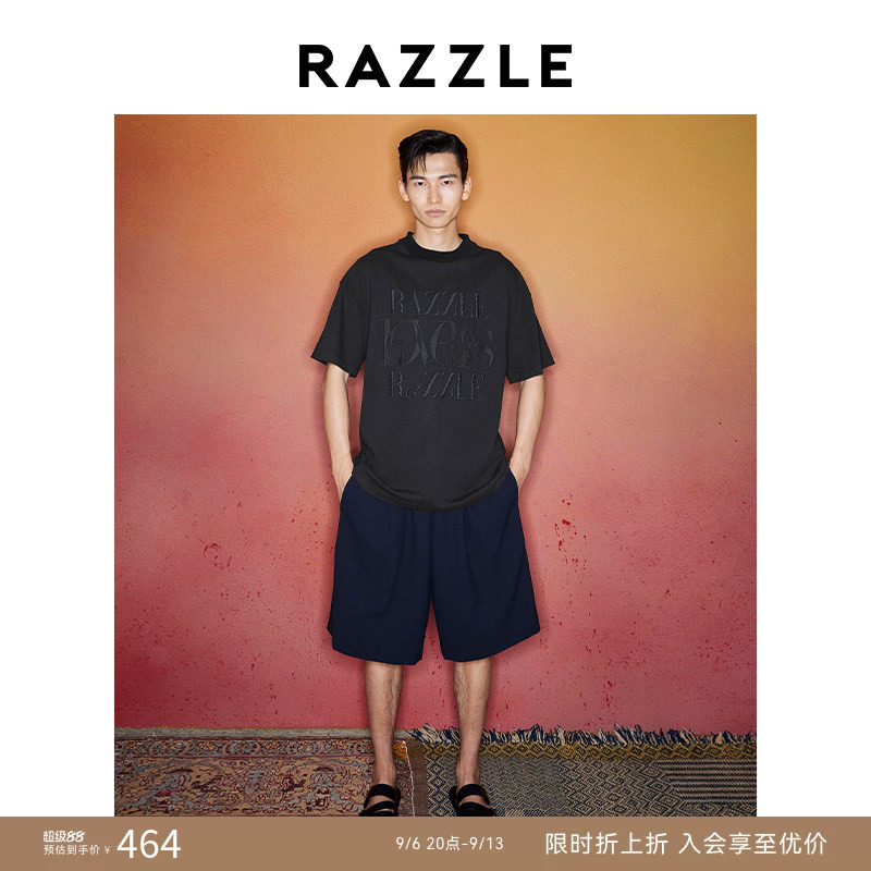 RAZZLE 地素奥莱男装黑色春时尚绣花T恤短袖T恤图片