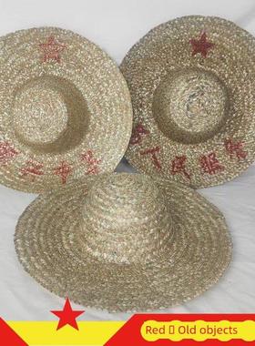民俗怀旧系列覆古旧物乡村旧麦草编织草帽遮阳农家乐装饰饰品