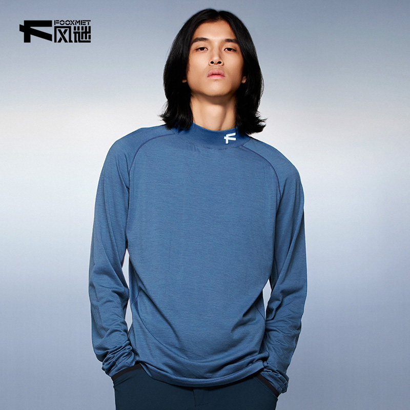 Fooxmet风谜T恤男士长袖高领衫情侣款春夏新品运动户外打底衫
