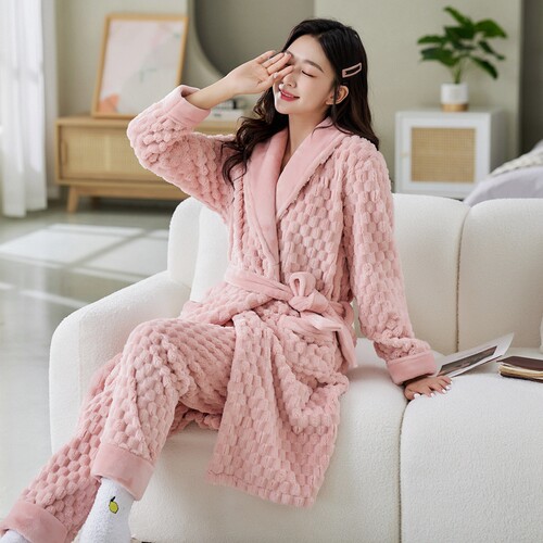 麦淑茵法兰绒女士简约睡袍