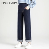 Джинсовые весенние штаны для беременных, подходит для подростков, большой размер, свободный прямой крой