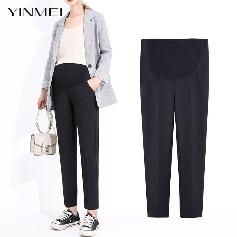 孕妇裤子烟管裤时尚春款外穿宽松直筒毛呢萝卜裤大码春季加厚加绒