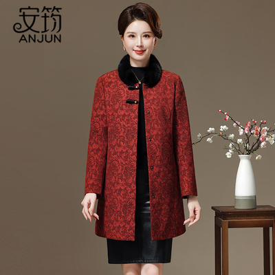 海宁正品鹅绒服中长款妈妈装高端