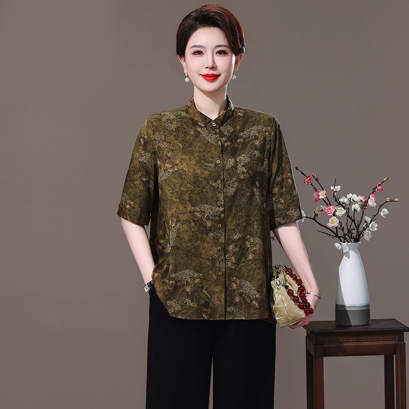 中老年真丝上衣女妈妈装