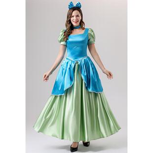 万圣节欧美新款灰姑娘姐姐公主裙COS儿童成人化妆舞会话剧演出服