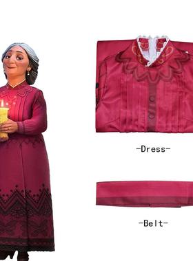 z魔法满屋cos服米拉贝外婆Abuela Alma cosplay红色连衣裙套装现