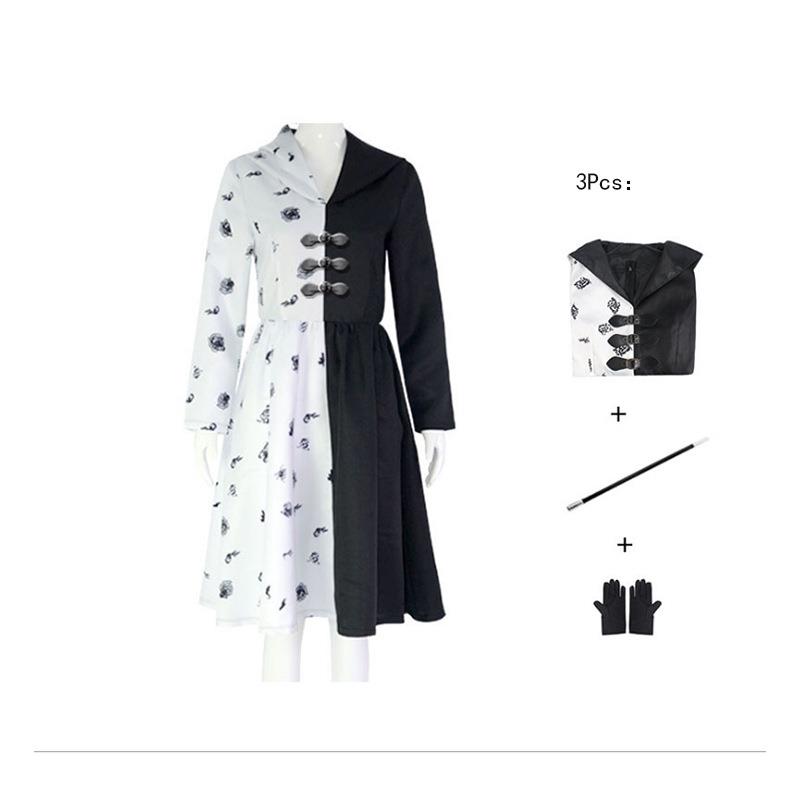 Z101忠狗cos 电影黑白魔女库伊拉连衣裙万圣节cosplay服装现货