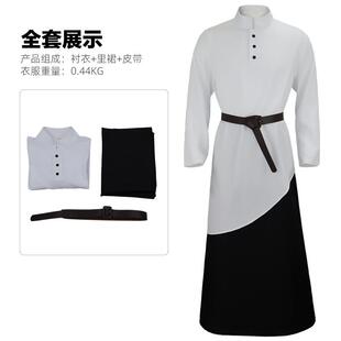 中东半身长袍中世纪白色高端阿拉伯礼服酒会舞台表演服装沙特牧师