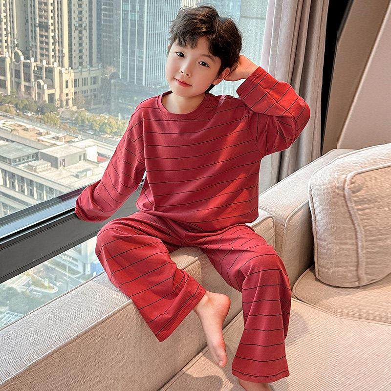 儿童纯棉睡衣男孩网红洋派家居服2024春季新款中大童长袖长裤套装,童装/婴儿装/亲子装,家居服套装,淘宝优惠券,粉丝福利购,淘宝优惠卷