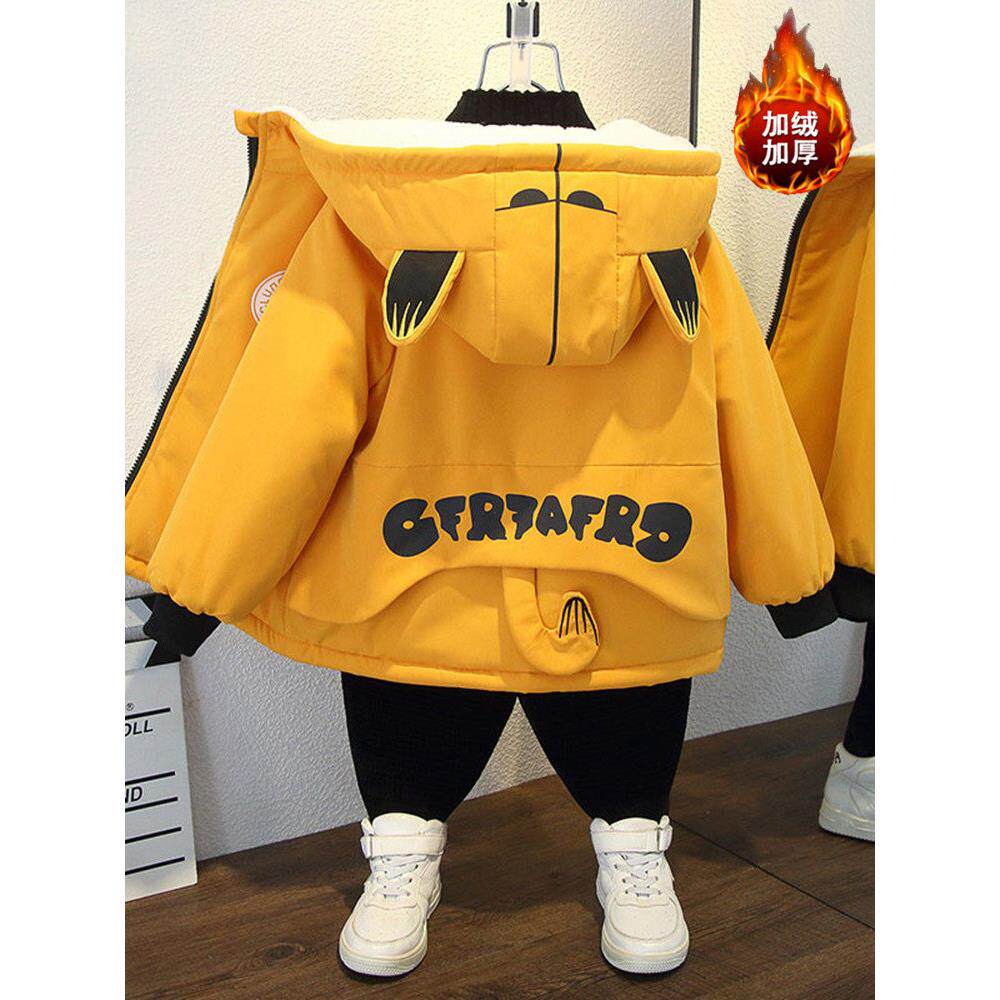 男童加绒外套2025新款冬装加厚棉服儿童洋气棉衣过年服童装中小童