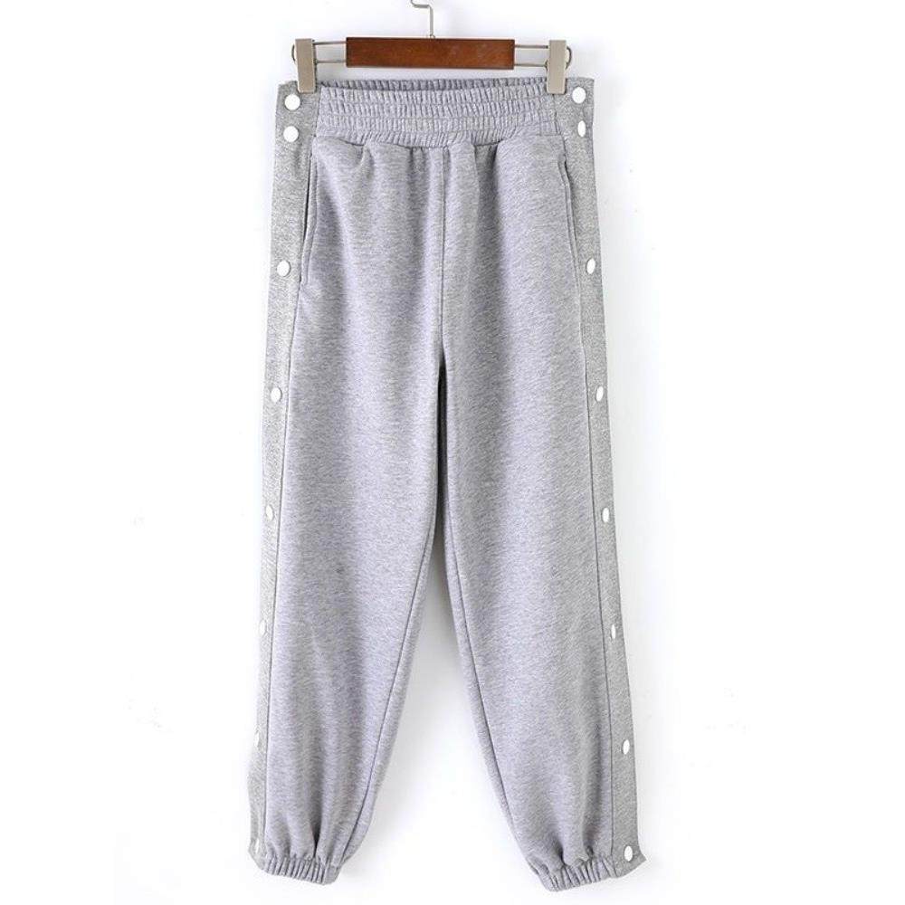 秋冬初中生中小学生排扣裤全开秒脱篮球训练裤加绒大童运动裤男童