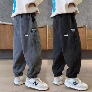 男童裤子春秋新款2025秋季中大童运动长裤宽松休闲男孩潮流工装裤