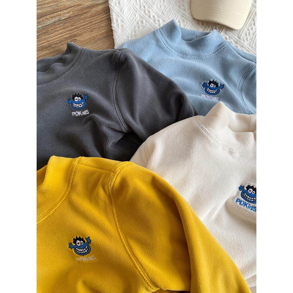 男童加绒加厚卫衣儿童双层半高领保暖双面冬季打底衫