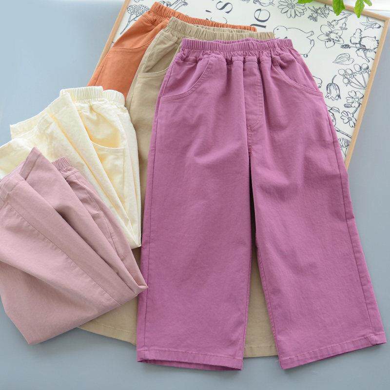儿童初夏直筒裤 春夏女童阔腿裤 洋气舒适柔软长裤休闲纯棉布薄裤