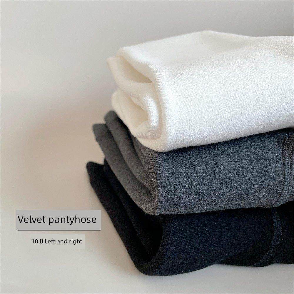 女童连裤袜秋冬加绒加厚儿童打底裤宝宝加档款黑色白色平纹打底裤