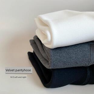 女童连裤袜秋冬加绒加厚儿童打底裤宝宝加档款黑色白色平纹打底裤