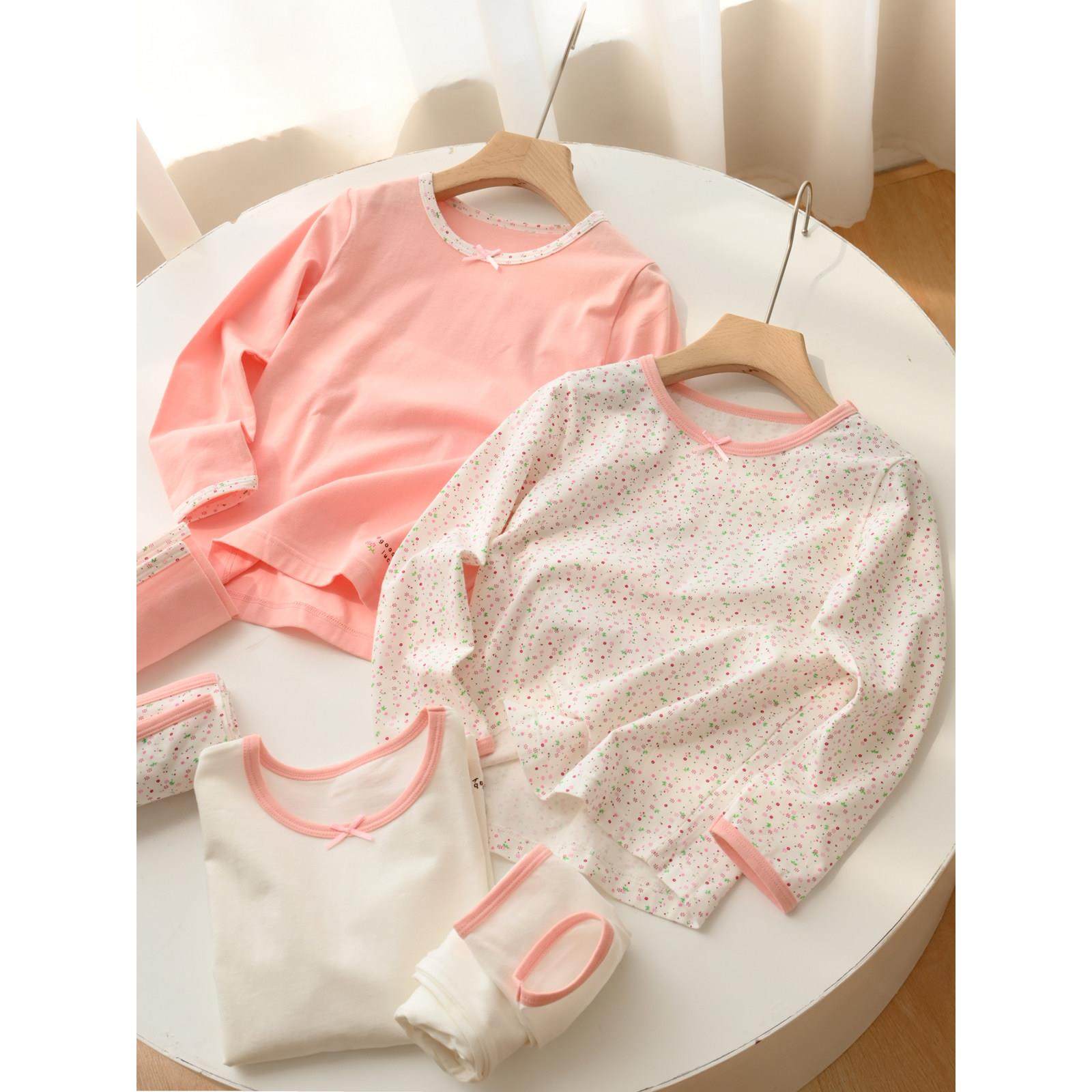 A类 儿童纯棉内衣套装 女童卡通保暖秋衣秋裤 中小童 秋冬款童装