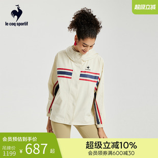 乐卡克法国公鸡秋冬季 撞色连帽梭织宽松舒适保暖运动外套 女款 时尚