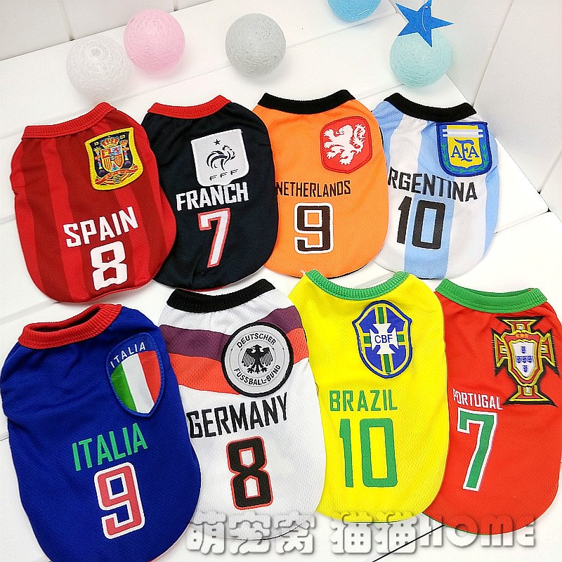 足球队服泰迪衣服夏装薄款背心宠物服装夏季网眼狗狗春夏博美猫咪|ruв категории животное/Животное питание и принадлежностей, одежды и аксессуаров для домашних животных, домашний костюм/плащ - от Buy2taobao.com для оказания профессиональной услуги покупки агента Taobao