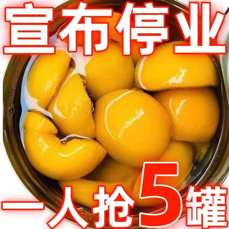 山东特产 黄桃罐头整箱4瓶装X510克新鲜糖水水果罐头烘焙