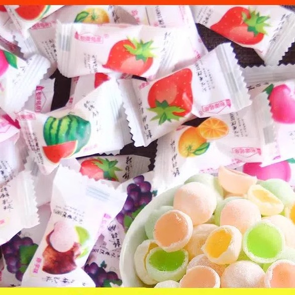 全店选3件送50包零食】脆皮鲜乳球糖果网红夹心混合水果口味喜糖