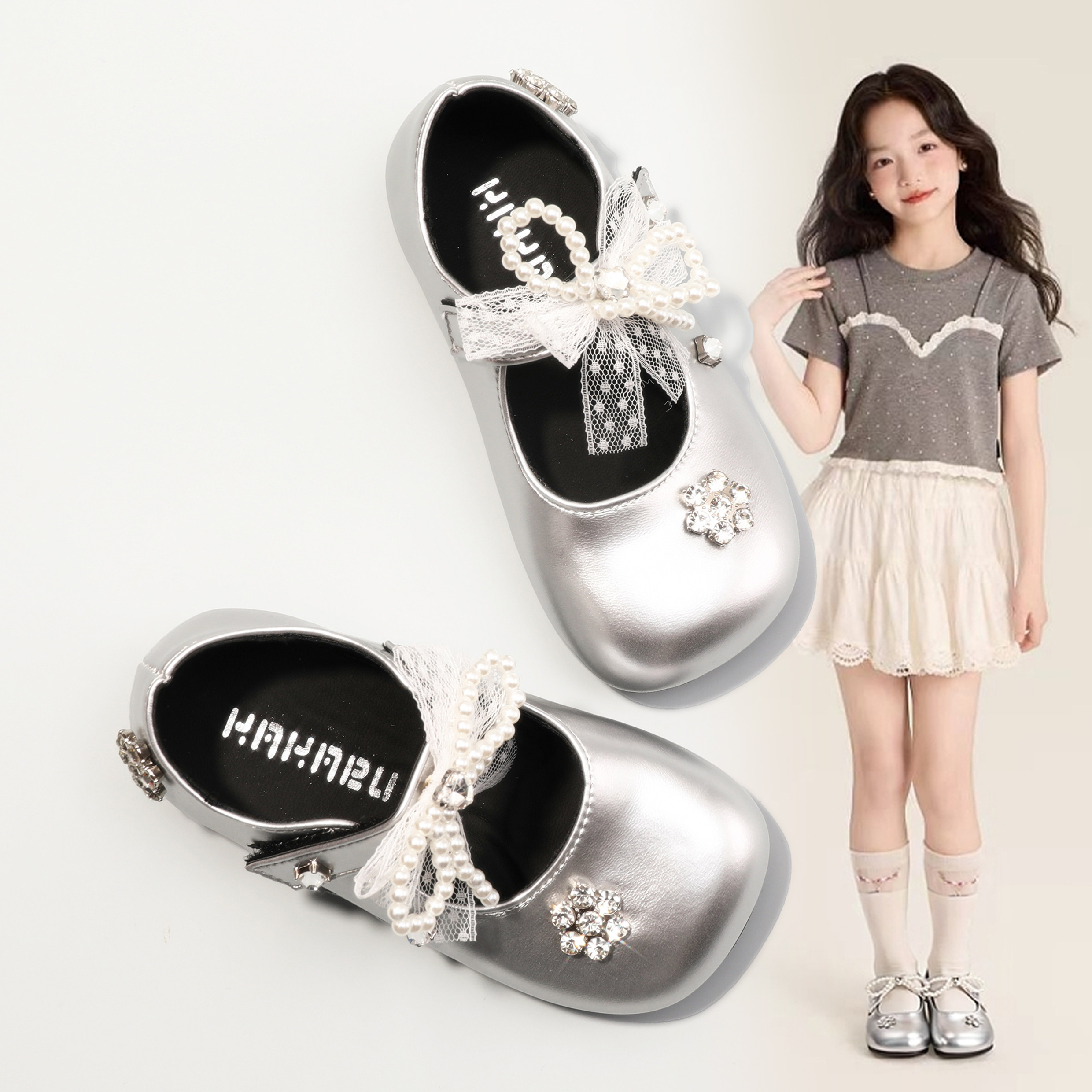 女童洋气小皮鞋2025夏季新款韩版水钻珍珠公主鞋女孩时尚软底单鞋,童鞋/婴儿鞋/亲子鞋,皮鞋,淘宝优惠券,粉丝福利购,淘宝优惠卷