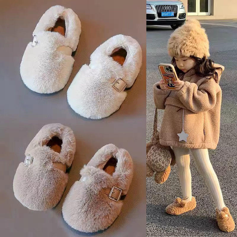 女童时尚卡通加绒棉鞋2025秋冬新款可爱毛毛鞋女孩洋气百搭豆豆鞋,童鞋/婴儿鞋/亲子鞋,棉鞋,淘宝优惠券,粉丝福利购,淘宝优惠卷