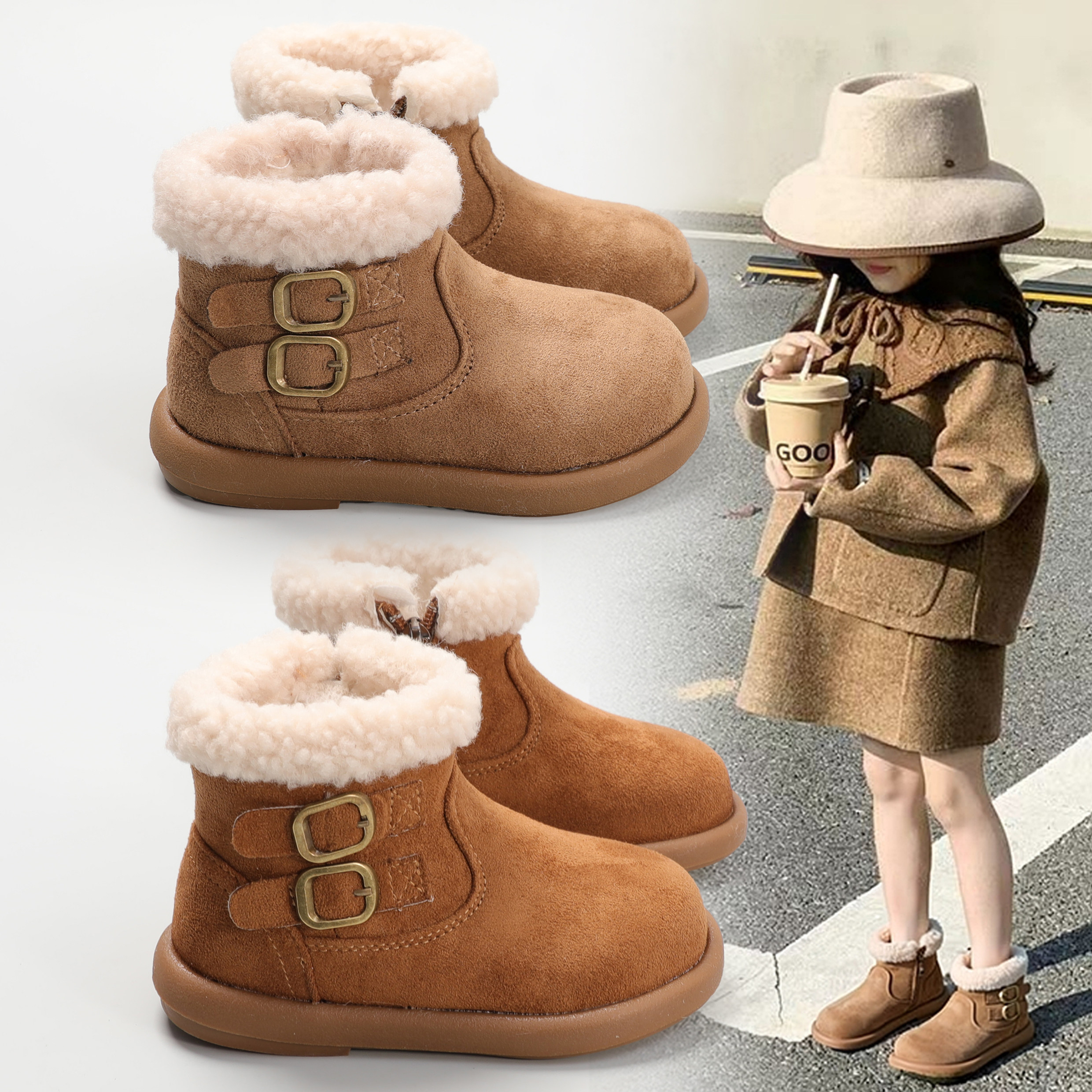 女童加绒棉靴2025冬季新款儿童保暖时尚勃肯短靴软底防滑雪地靴子,童鞋/婴儿鞋/亲子鞋,棉靴,淘宝优惠券,粉丝福利购,淘宝优惠卷