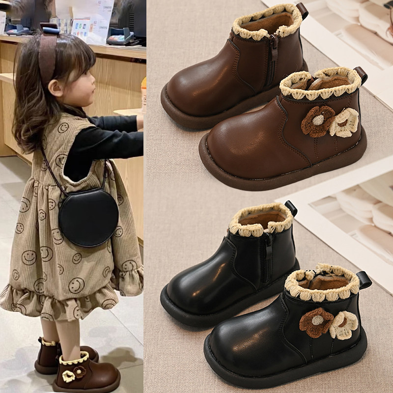 女童加绒公主棉靴冬季保暖皮靴