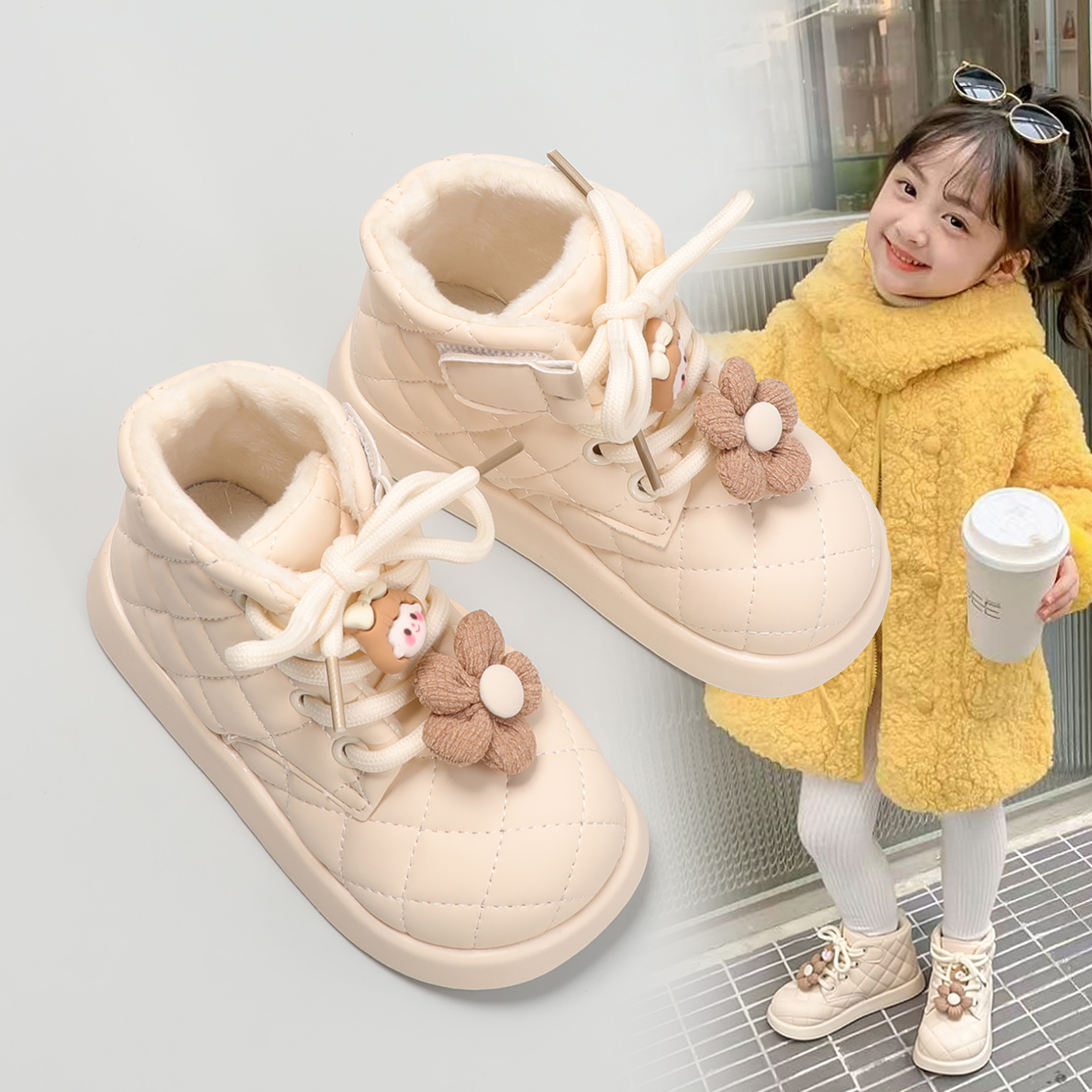 儿童短靴女童棉鞋2025冬季款