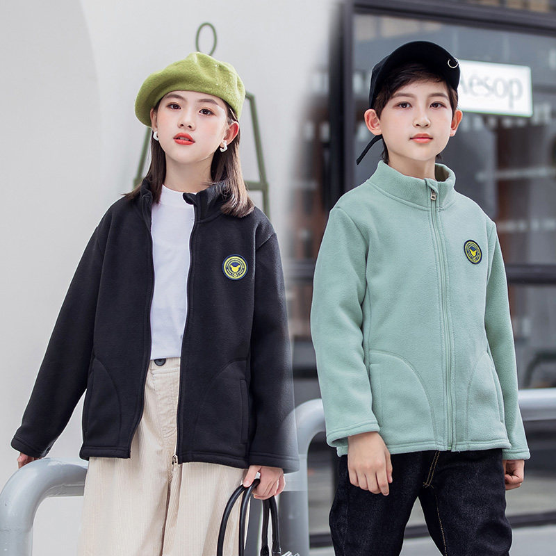 儿童摇粒绒外套春秋款内胆中大童男孩女孩加绒衣秋装男童女童抓绒