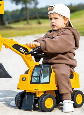 CAT卡特工程车儿童挖掘机可坐人大号滑行玩具车男女孩宝宝挖土机