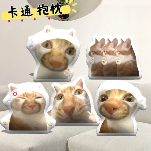 猫meme异形创意搞怪可爱表情包抱枕卡通床头沙发靠垫靠背生日礼物
