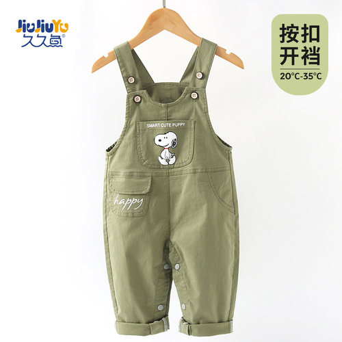 婴儿背带裤夏季薄款纯棉裆部按扣