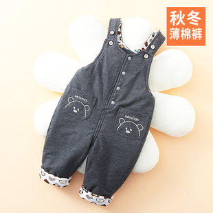 子加厚一岁小童女儿童保暖背带裤 宝宝背带棉裤 秋冬男童婴儿夹棉裤