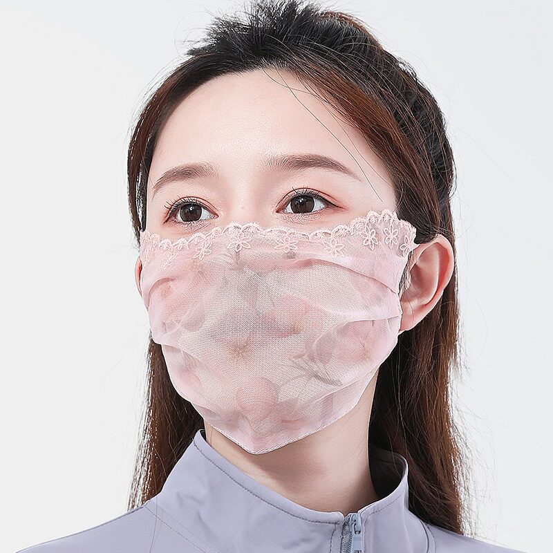 ins高级感~夏季防晒面罩女款全脸遮阳面罩2024新款蕾丝面纱护眼角