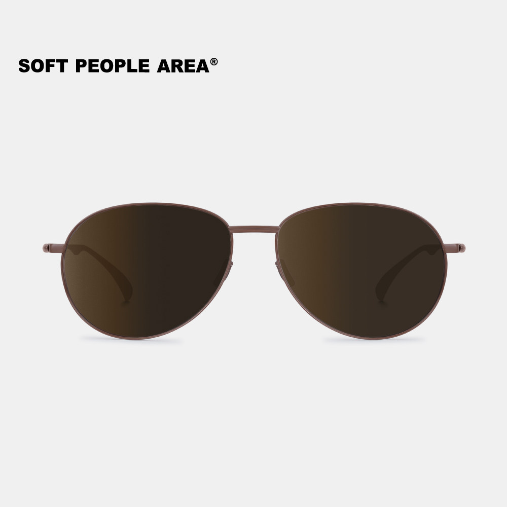 SOFT PEOPLE AREA-COFFEE (墨镜)飞行员大框钛金属磨砂镜面太阳镜