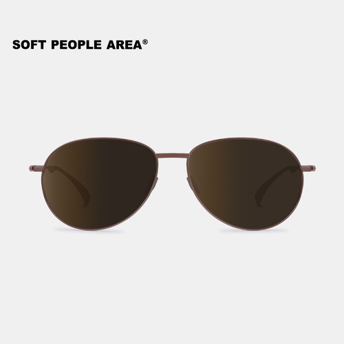 SOFT PEOPLE AREA-COFFEE(墨镜)飞行员大框眼镜太阳镜超轻钛素颜