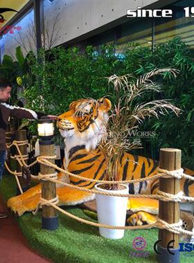室内动物园场景仿真机械电动老虎模型工厂定制现场设计森林布景