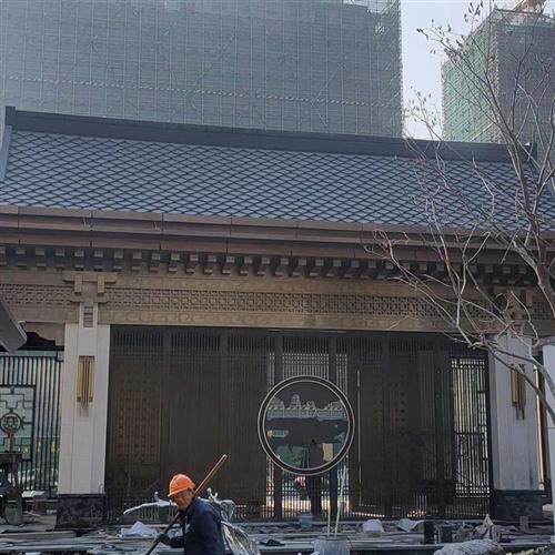 售楼部门楼不锈钢廊架景观金属装饰工程酒店仿铜金属制品制作安装