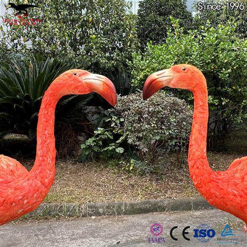 造型神态逼真仿真粘毛火烈鸟脖子动大型商场游乐场引流互动商品