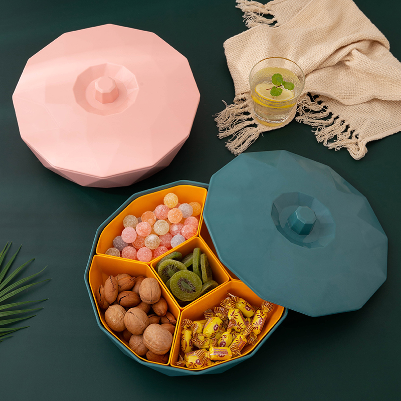 带盖仿瓷干果盒分隔果盘