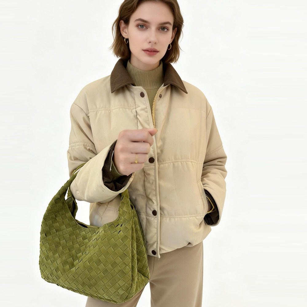 B家手工山羊绒编织真皮女包单肩Campana肩背包麂皮托特包腋下大包,箱包皮具/热销女包/男包,托特包,淘宝优惠券,粉丝福利购,淘宝优惠卷