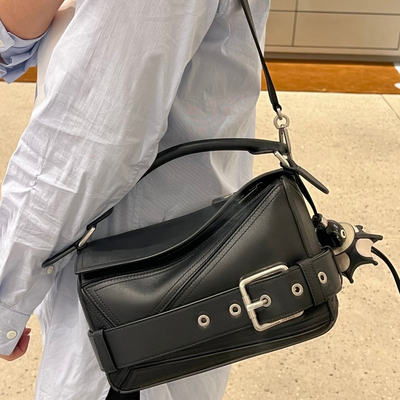 欧洲站罗家Puzzle Biker几何包真皮女包单肩hobo腋下包手提机车包