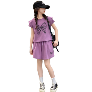 女童夏装套装2025新款儿童夏季短袖中大童洋气时髦女孩短裤两件套