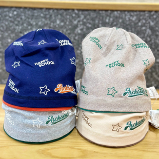 儿童帽子男孩帅气2025新款纯棉春秋中大童套头帽大头围包头堆堆帽